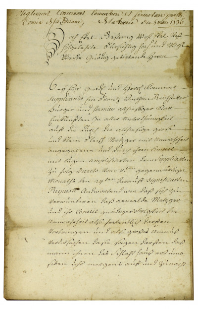 Pièces manuscrites : Note sur les étaux de la grande boucherie - Protocole de la guilde des bouchers - Règlement concernant l'ouverture et la fermeture par les Comices de la Douane. 