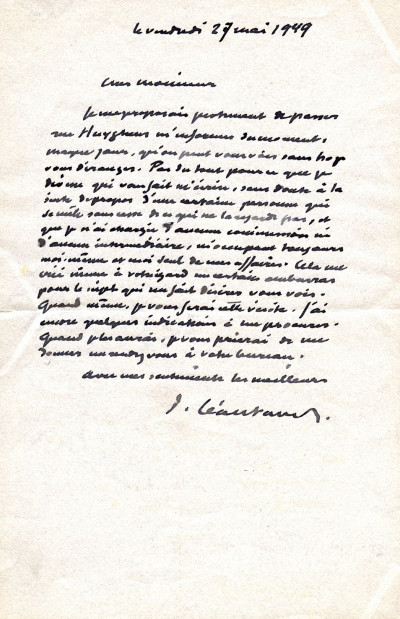 Lettre autographe signée. 