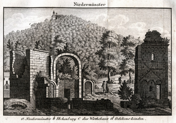 Hohenburg oder der Odilien-Berg sammt seinen Umgebungen in topographischer und geschichtlicher Hinsicht ; geschildert von Dr. Johann Pfeffinger. Mit 15 Planen und Abbildungen. 