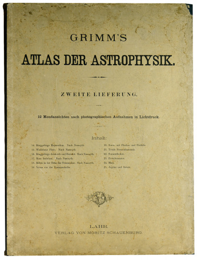 Grimm's Atlas der Astrophysik. Zweite Lieferung. 12 Mondansichten nach photographischen Aufnahmen in Lichtdruck. 