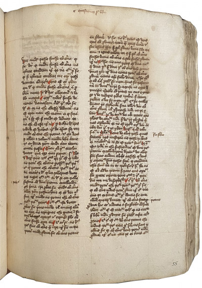 Manuscrit sur papier, en latin, daté de 1427 : CONRADUS DE SOLTAU, Quaestiones super quatuor libri sententiarum Petri Lombardi ; PSEUDO-THOMAS D’AQUIN, De sacramento corporis Domini ; PSEUDO-ALBERT LE GRAND (ou peut-être Albert de Haigerloch d’Oderaltaich ?), Compendium super Ave Maria. Basse-Autriche (Niederösterreich) ou Bohême (peut-être Prague ?), daté de 1427. 