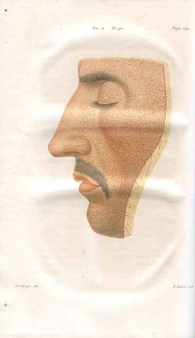 L'art de connaitre les hommes par la physionomie. Nouvelle édition corrigée et disposée dans un ordre plus méthodique, augmentée d'une exposition des recherches ou des opinions de La Chambre, de Porta, de Camper, de Gall, sur la physionomie ; d'une histoire anatomique et physiologique de la face ; précédée d'une notice historique sur l'auteur, par Moreau (de la Sarthe). Ornée de 600 gravures en taille-douce, dont 82 tirées en couleurs et exécutées sous l'inspection de Vincent, peintre. 
