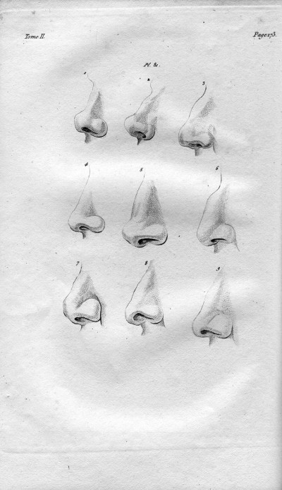 L'art de connaitre les hommes par la physionomie. Nouvelle édition corrigée et disposée dans un ordre plus méthodique, augmentée d'une exposition des recherches ou des opinions de La Chambre, de Porta, de Camper, de Gall, sur la physionomie ; d'une histoire anatomique et physiologique de la face ; précédée d'une notice historique sur l'auteur, par Moreau (de la Sarthe). Ornée de 600 gravures en taille-douce, dont 82 tirées en couleurs et exécutées sous l'inspection de Vincent, peintre. 