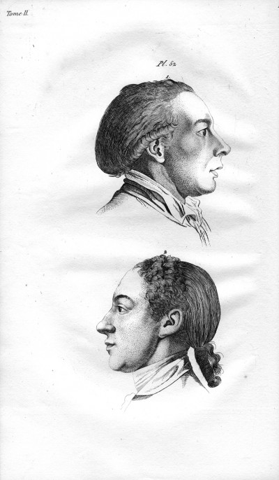 L'art de connaitre les hommes par la physionomie. Nouvelle édition corrigée et disposée dans un ordre plus méthodique, augmentée d'une exposition des recherches ou des opinions de La Chambre, de Porta, de Camper, de Gall, sur la physionomie ; d'une histoire anatomique et physiologique de la face ; précédée d'une notice historique sur l'auteur, par Moreau (de la Sarthe). Ornée de 600 gravures en taille-douce, dont 82 tirées en couleurs et exécutées sous l'inspection de Vincent, peintre. 