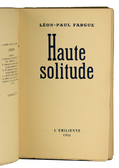 Haute solitude. 