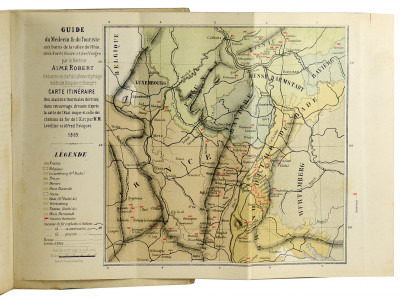 Guide du médecin et du touriste aux bains de la vallée du Rhin, de la Forêt-Noire et des Vosges. Deuxième édition. Avec une carte coloriée indiquant les stations thermales, els chemins de fer et les Etats. 