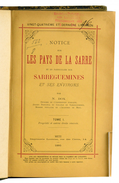 Notice sur les pays de la Sarre et en particulier sur Sarreguemines et ses environs. 