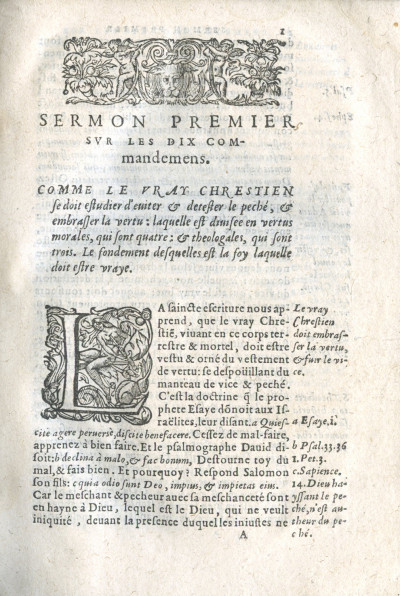 Sermons sur les dix commandemens du décalogue : esquels sont traictées plusieurs grandes matières Théologales, utiles grandement, non seulement à tous ceux qui font profession de prescher la parole de Dieu, mais aussi à tous pères & chefs de familles. Dernière édition augmentée, revue & corrigée. RELIÉ À LA SUITE : De la création, ordre, et excellence des Anges, et du ministère, auquel ils sont ordonnez pour le secours, & tuition de l'Eglise en général, & de chacun fidèle en particulier, contre l'opinion des Hérétiques modernes. 