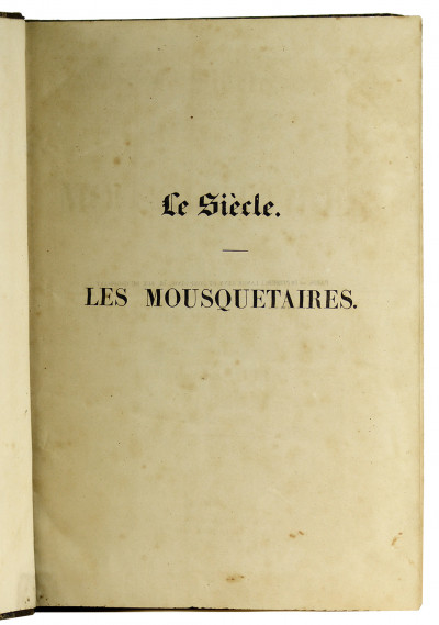 Les Mousquetaires, trilogie par Alexandre Dumas. Première partie. Les trois Mousquetaires. Seconde partie. Vingt ans après. Troisième partie. Le Vicomte de Bragelonne. 