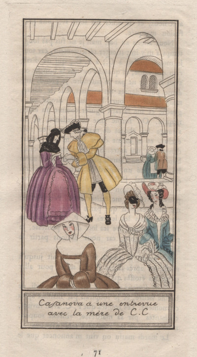 Une aventure de Casanova. Histoire complète de ses amours avec la belle C.C. et la religieuse de Muran. Compositions de S. Sauvage gravées avec la collaboration de E. Feltesse. 
