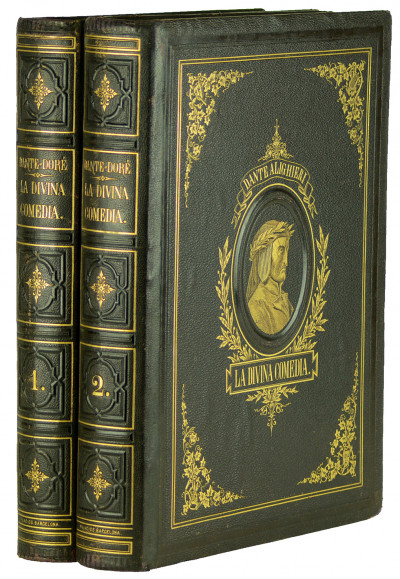 La Divina Comedia por Dante Alighieri, segun el texto de las ediciones mas autorizadas y correctas. Nueva traducción directa des italiano por D. Cayetano Rosell. Completamente anotada y con un prólogo biográfico-crítico escrito por… Juan Eugenio Hartzenbusch. Ilustrada por Gustavo Doré. 