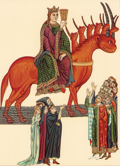 Hortus deliciarum. Recueil de cinquante planches - dont vingt-deux en couleurs selon l'original et vingt-huit en trois tons - avec texte d'introduction historique, littéraire et archéologique, suivi du catalogue complet des 344 miniatures et du commentaire iconographique des cinquante planches par Joseph Walter, bibliothécaire et archiviste de la ville de Sélestat. 