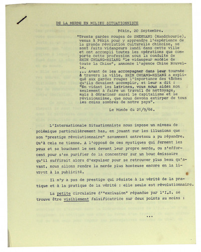 Pour une critique de l'avant-gardisme. L'unique et sa propriété. Suivi de documents relatifs à l'éclatement de l'Internationale Situationniste. 