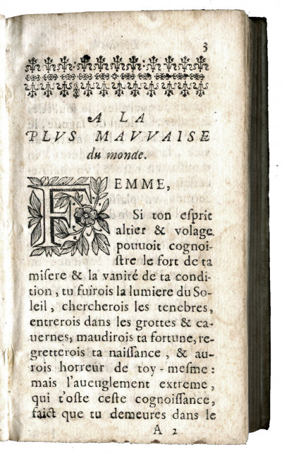 Alphabet de l'imperfection et malice des femmes. Revu, corrigé & augmenté d'un friand dessert, & de plusieurs Histoires en cette cinquième édition, pour les Courtisans de la Femme Mondaine. Dédié à la plus mauvaise du monde. 