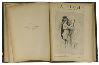 Alphonse Mucha et son Œuvre. 127 illustrations par A. Mucha et un portrait-charge de l'Artiste par Whidhopff. RELIÉ À LA SUITE : La Plume, numéro 172 du 15 juin 1896 consacré à Félicien Rops. 