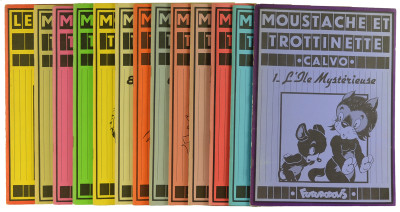 Moustache et trottinette. Intégrale : 1. L'Île mystérieuse. - 2. Barbe Bleue. - 3. au Far-West. - 4. Trombone. - 5. Mare-Moussue. - 6. Au Moyen Âge. - 7. Le Secret. - 8. Le Vase de Soissons. - 9. D'Artagnan. - 10. Milady. - 11. Kouglofbourg. - 12. Détective. 