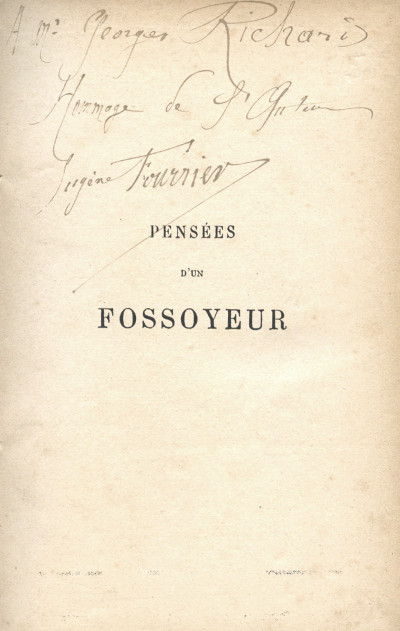 Pensées d'un fossoyeur. Avec un Portrait de l'auteur. 