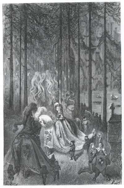 Les aventures du chevalier Jaufre et de la belle Brunissende, traduites par Mary Lafon, illustrées de 20 belles gravures dessinées par G. Doré. 