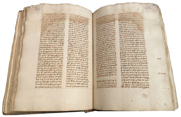 Manuscrit sur papier, en latin, daté de 1427 : CONRADUS DE SOLTAU, Quaestiones super quatuor libri sententiarum Petri Lombardi ; PSEUDO-THOMAS D’AQUIN, De sacramento corporis Domini ; PSEUDO-ALBERT LE GRAND (ou peut-être Albert de Haigerloch d’Oderaltaich ?), Compendium super Ave Maria. Basse-Autriche (Niederösterreich) ou Bohême (peut-être Prague ?), daté de 1427. 