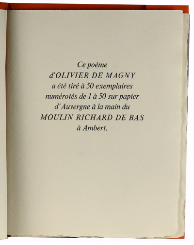 … Mignonne. Poème d'Olivier de Magny. 