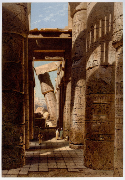 Nilbilder. Vier und Zwanzig Facsimiles nach Aquarellen. Naturaufnahmen während zweier Orientreisen 1862 und 1865 von Karl Werner. Erläuternde Texte von A. E. Brehm und J. Dümichen. Pantographie-Ausgabe Seitz-Patent. 