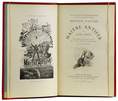 Mirifiques aventures de Maître Antifer. 78 illustrations par G. Roux dont 12 grandes gravures en chromotypographie. 2 cartes en couleurs. 