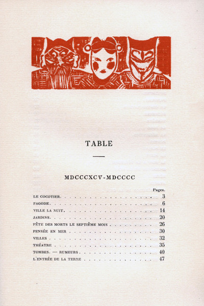 Connaissance de l'Est. Portrait de l'auteur et compositions décoratives dessinés et gravés sur bois par Foujita. 