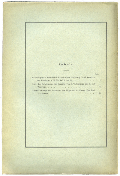 Mitteilungen der Geologischen Landesanstalt von Elsass-Lothringen. Band III. Heft I. Mit 2 lithographirten Tafeln und 12 Zeichnungen im Text. 