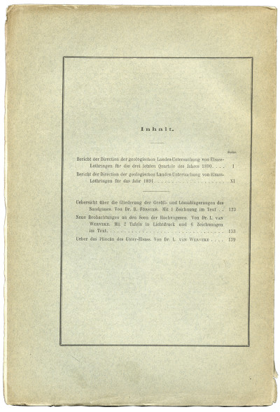 Mitteilungen der Geologischen Landesanstalt von Elsass-Lothringen. Band III. Heft II. Mit 2 Tafeln in Lichtdruck und 7 Zeichnungen im Text. 