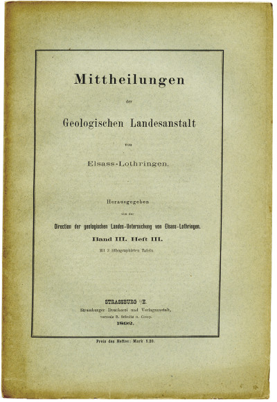 Mitteilungen der Geologischen Landesanstalt von Elsass-Lothringen. Band III. Heft III. Mit 3 lithographirten Tafeln. 