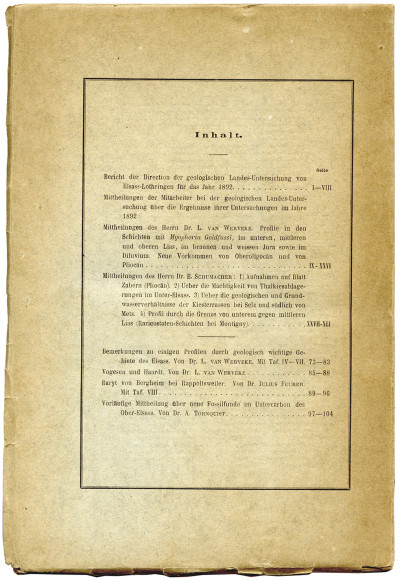 Mitteilungen der Geologischen Landesanstalt von Elsass-Lothringen. Band IV, Heft II. Mit 5 lithographischen Tafeln und 4 Zeichnungen im Text. 