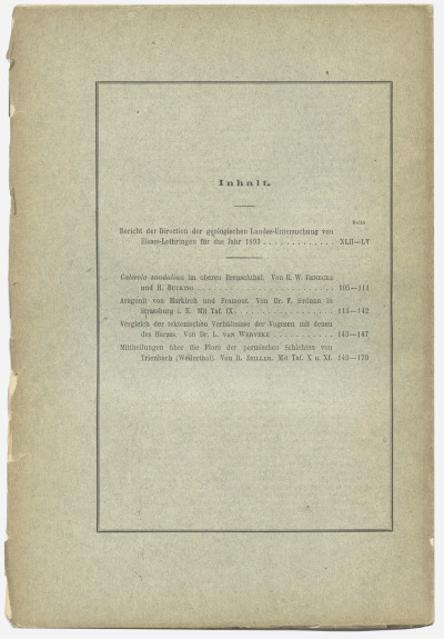 Mitteilungen der Geologischen Landesanstalt von Elsass-Lothringen. Band IV, Heft III. Mit 3 Tafeln. 