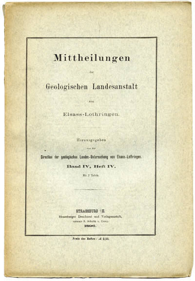 Mitteilungen der Geologischen Landesanstalt von Elsass-Lothringen. Band IV, Heft IV. Mit 2 Tafeln. 