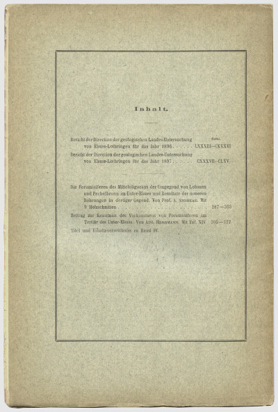 Mitteilungen der Geologischen Landesanstalt von Elsass-Lothringen. Band IV, Heft V (Schlussheft). Mit 1 Tafel. 