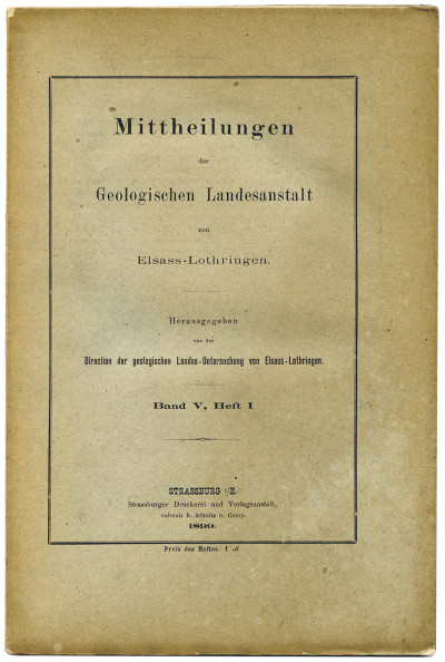 Mitteilungen der Geologischen Landesanstalt von Elsass-Lothringen. Band V, Heft I. 