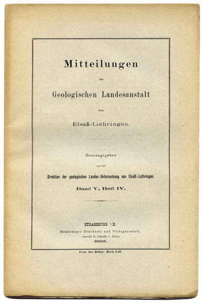 Mitteilungen der Geologischen Landesanstalt von Elsass-Lothringen. Band V, Heft IV. 