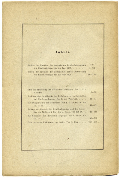 Mitteilungen der Geologischen Landesanstalt von Elsass-Lothringen. Band VI, Heft I. Mit 4 Tafeln. 