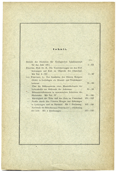 Mitteilungen der Geologischen Landesanstalt von Elsass-Lothringen. Band VIII, Heft 1. Mit 4 Tafeln in Lichtdruck. 
