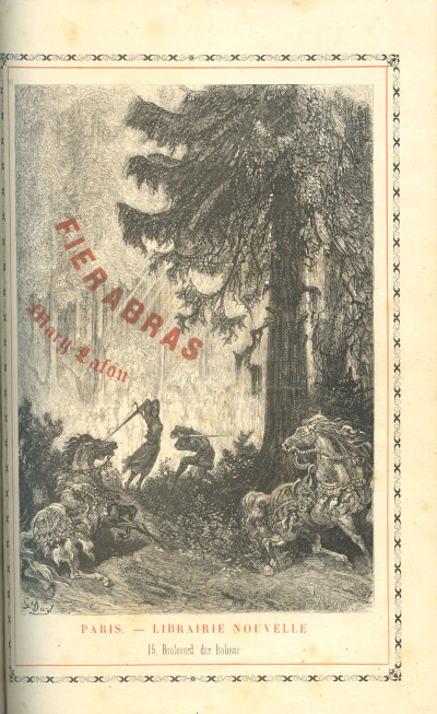 Les aventures du chevalier Jaufre et de la belle Brunissende, traduites par Mary Lafon, illustrées de 20 belles gravures dessinées par G. Doré. Relié à la suite : Fierabras. Légende nationale traduite par Mary Lafon et illustrée de douze belles gravures dessinées par G. Doré. 