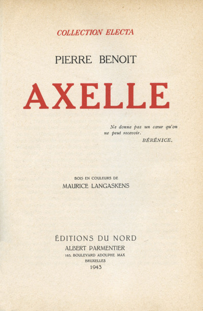 Axelle. Bois en couleurs de Maurice Langaskens. 