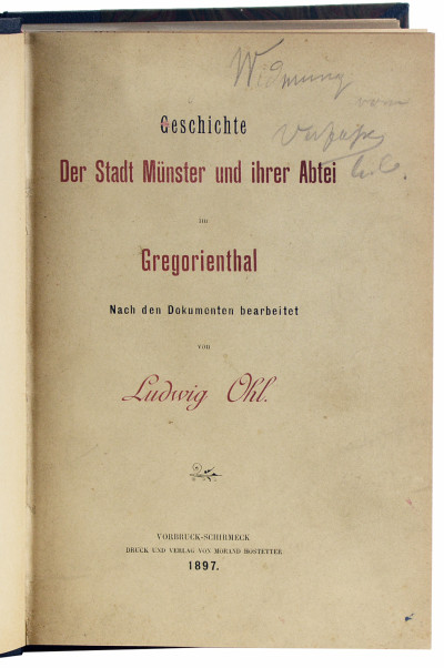 Geschichte der Stadt Münster und ihrer Abtei im Gregorienthal. Nach den Dokumenten bearbeitet. 