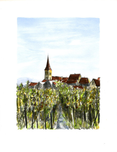 Les routes du vin. Alsace. Enchantements de la route des vignes. Texte inédit de Pierre Schmitt. Lithographies originales en couleur de Jean-Pierre Rémon. 