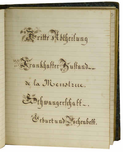 Manuscrit de cours d’accouchement, anatomie et physiologie rédigé d’après l’enseignement du professeur Stoltz. 
