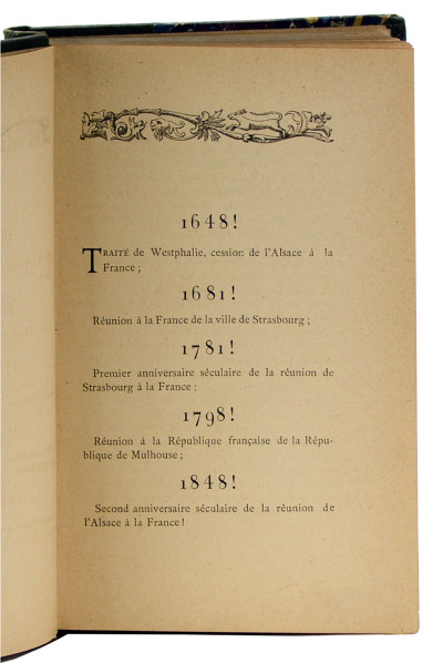 Les anniversaires glorieux de l'Alsace (1781-1848). 