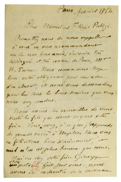 Lettre autographe signée. 