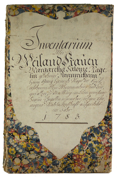 Inventarium über Weiland Frauen Margaretha Salome Nägelin gebohrne Nannreitherin, Herrn Georg Heinrich Nagels des Kunst-erfahrenen Klein-Uhrmachers und Bürgers allhier zu Straßburg, im Leben gewesene Frau Begattin, nunmehro seligen Vermögens-Nachlaßenschafft, aufgerichtet im Jahr 1783. 