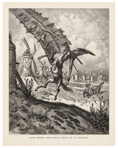 L'ingénieux hidalgo Don Quichotte de la Manche. Traduction de Louis Viardot avec 370 compositions de Gustave Doré gravées sur bois par H. Pisan. 
