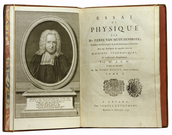 Essai de Physique. Avec une description de nouvelles sortes de machines pneumatiques, et un recueil d'expériences par M. J. V. M. Traduit du Hollandois par Pierre Massuet. 