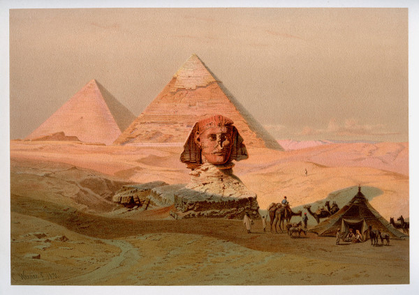 Nilbilder. Vier und Zwanzig Facsimiles nach Aquarellen. Naturaufnahmen während zweier Orientreisen 1862 und 1865 von Karl Werner. Erläuternde Texte von A. E. Brehm und J. Dümichen. Pantographie-Ausgabe Seitz-Patent. 