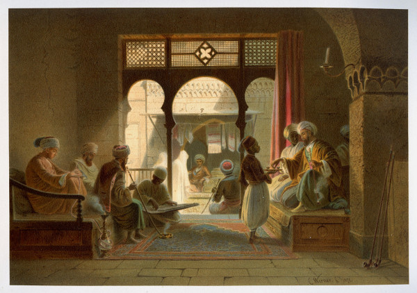 Nilbilder. Vier und Zwanzig Facsimiles nach Aquarellen. Naturaufnahmen während zweier Orientreisen 1862 und 1865 von Karl Werner. Erläuternde Texte von A. E. Brehm und J. Dümichen. Pantographie-Ausgabe Seitz-Patent. 